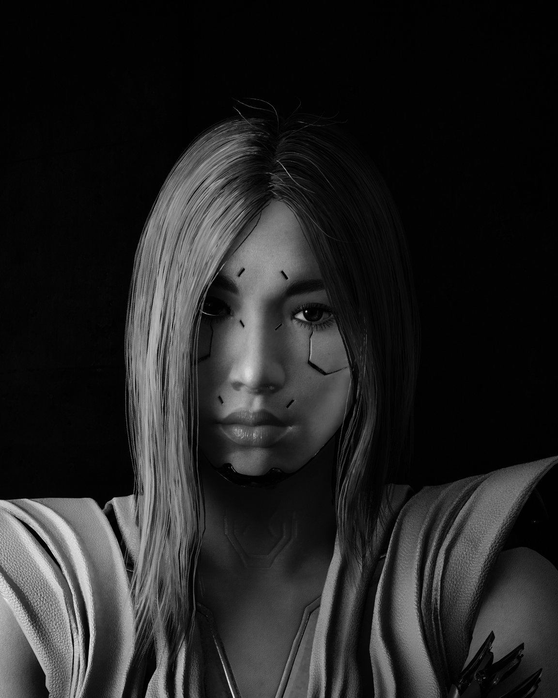 Identity stripped to light and shadow.
